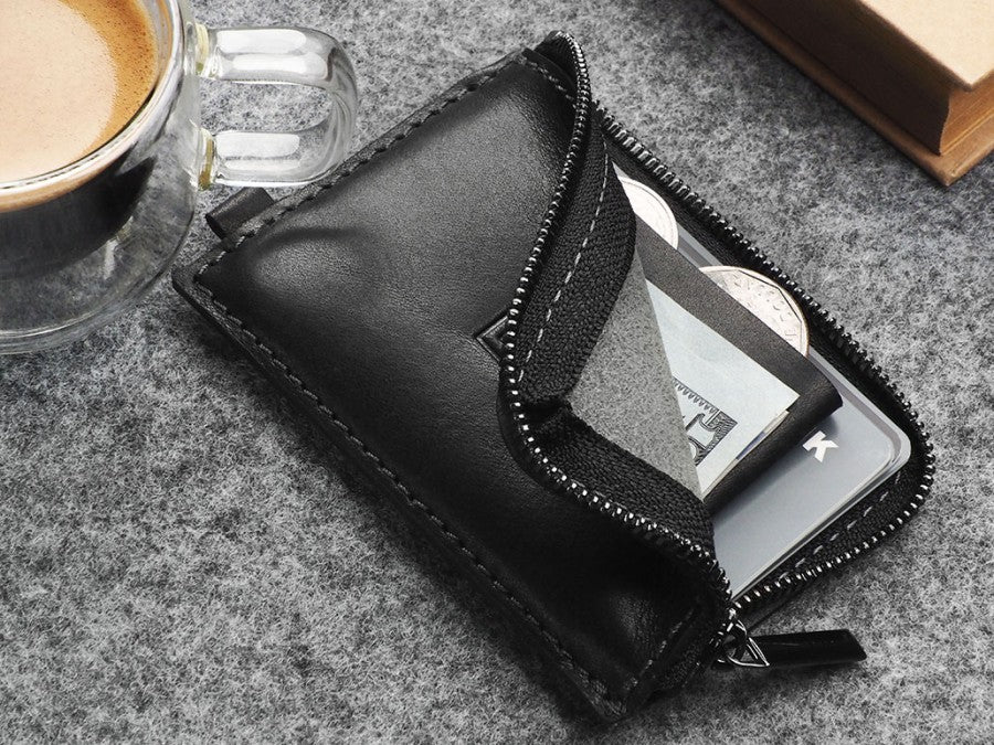 PULARYS OLDTIMER SLIM Wallet - Insider Line (Nomad Leather, 8 kartu, uang kertas, dan kantong koin)