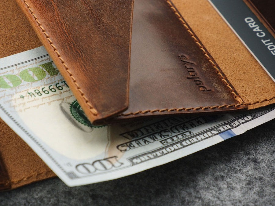 PULARYS PORTER RFID Wallet - Saddle Leather (7 kartu, uang kertas, dan kantong koin)