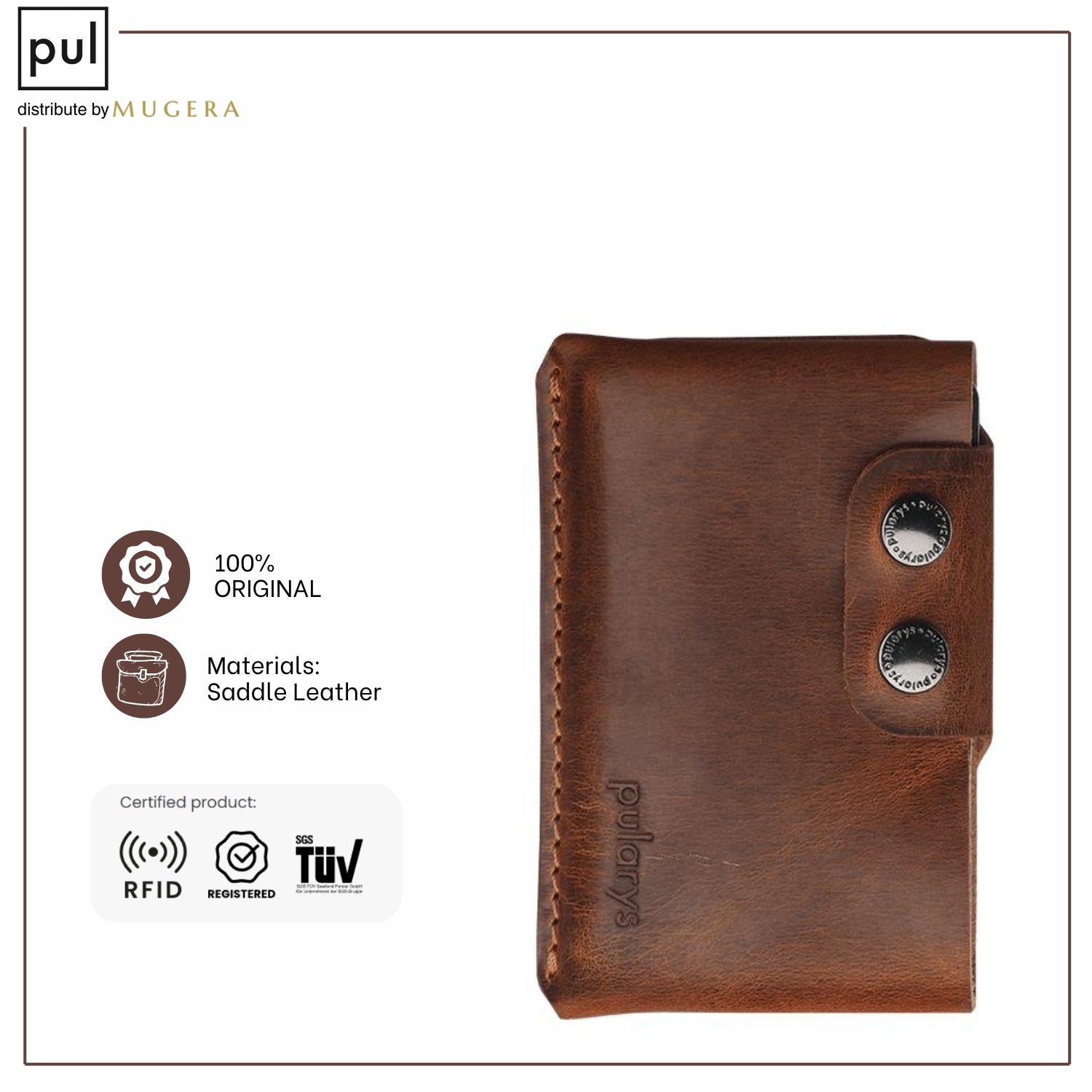PULARYS HOBBY Wallet - Saddle Leather (8 kartu, uang kertas, dan kantong koin)