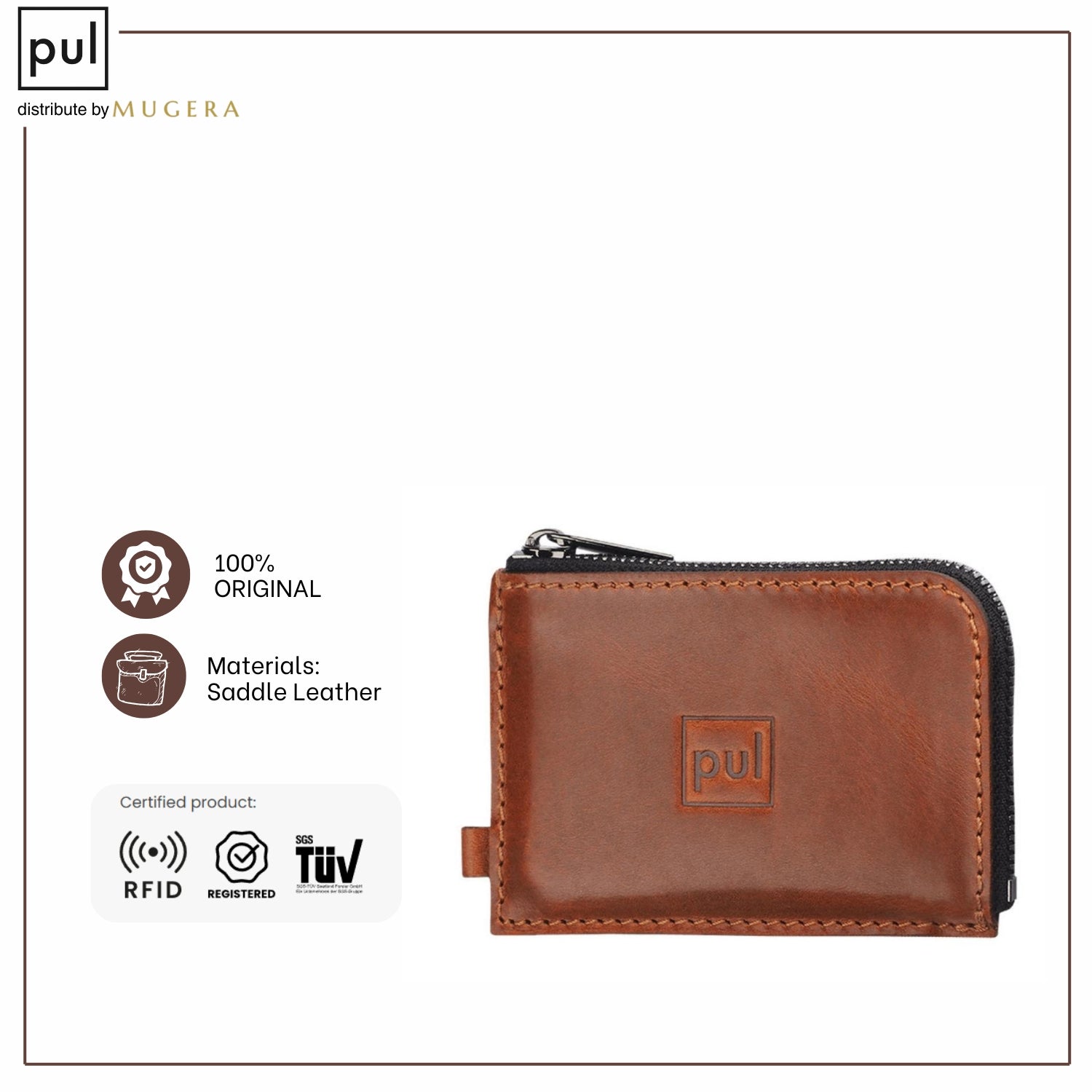PULARYS OLDTIMER SLIM Wallet - Saddle Leather (8 kartu, uang kertas, dan kantong koin)