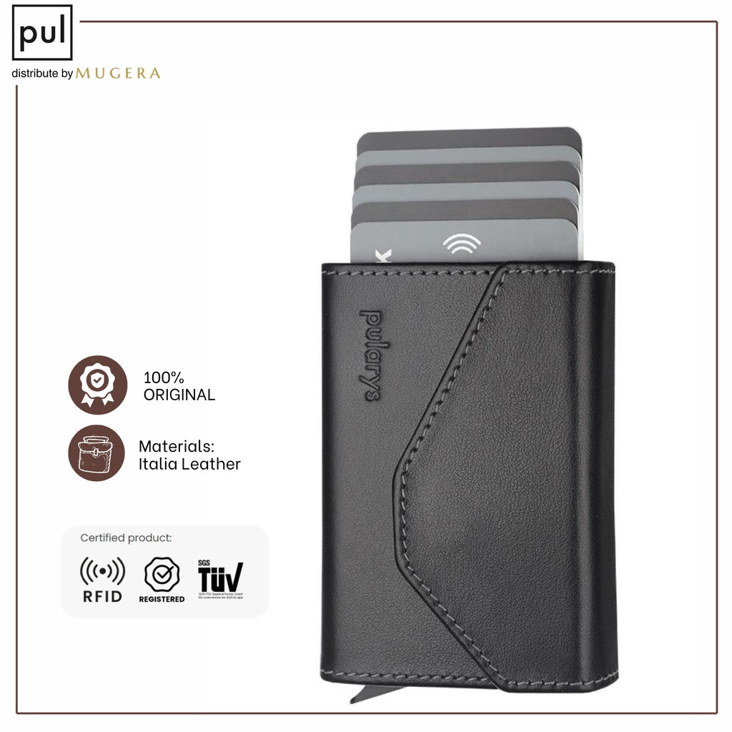 PULARYS RAVEN RFID Wallet (Italia Leather. 7 kartu, uang kertas, dan kantong koin)