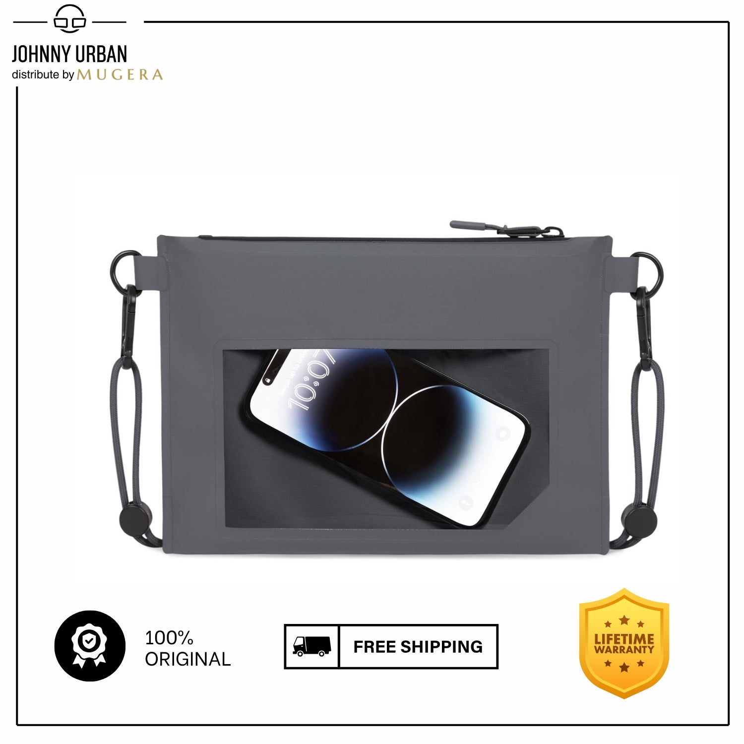 Johnny Urban Alfie Dry Bag (The Transparent PVC Window For Smartphone, Removable and Adjustable Shoulder Strap)