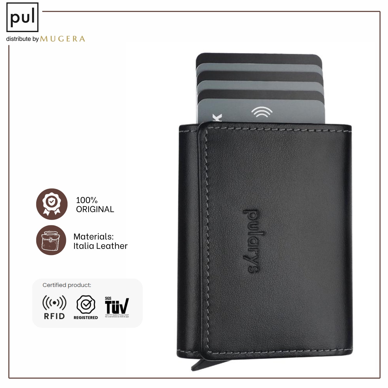 PULARYS BOSTON RFID Wallet (Italia Leather. 10 kartu dan uang kertas)