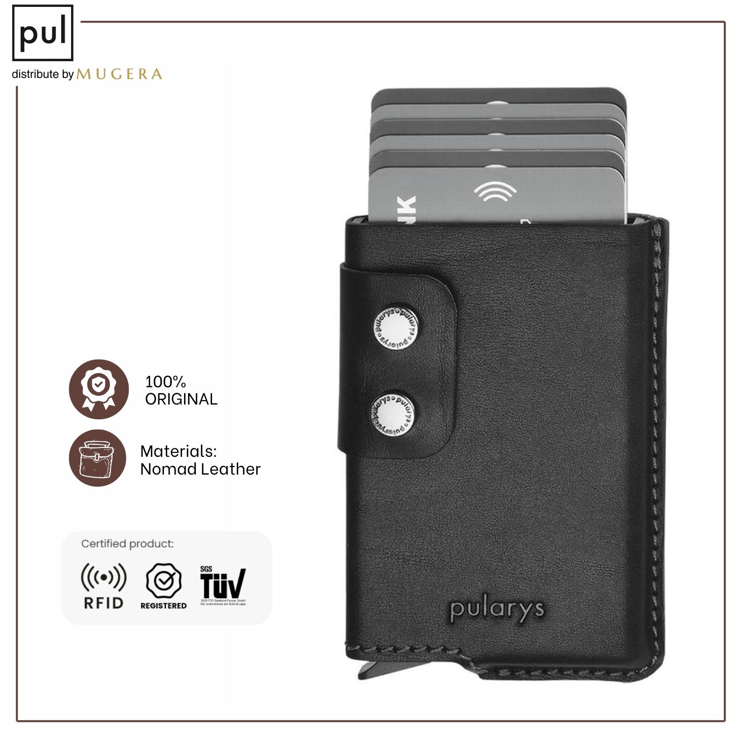 PULARYS FUNKY RFID Wallet - Insider Line (Nomad Leather, 6 kartu, uang kertas, dan kantong koin)