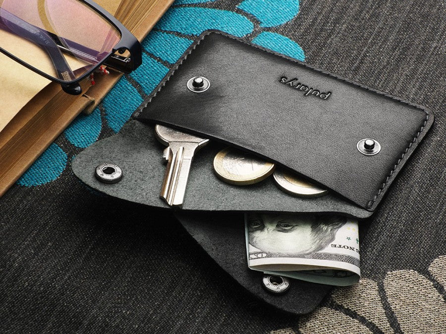 PULARYS RETRO Wallet - Insider Line (Nomad Leather, kartu, uang kertas, dan kantong koin)