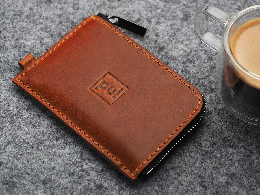 PULARYS OLDTIMER SLIM Wallet - Insider Line (Nomad Leather, 8 kartu, uang kertas, dan kantong koin)