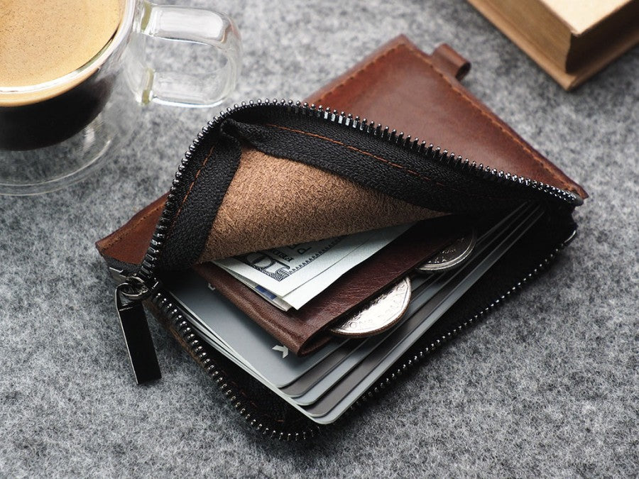 PULARYS OLDTIMER SLIM Wallet - Insider Line (Nomad Leather, 8 kartu, uang kertas, dan kantong koin)