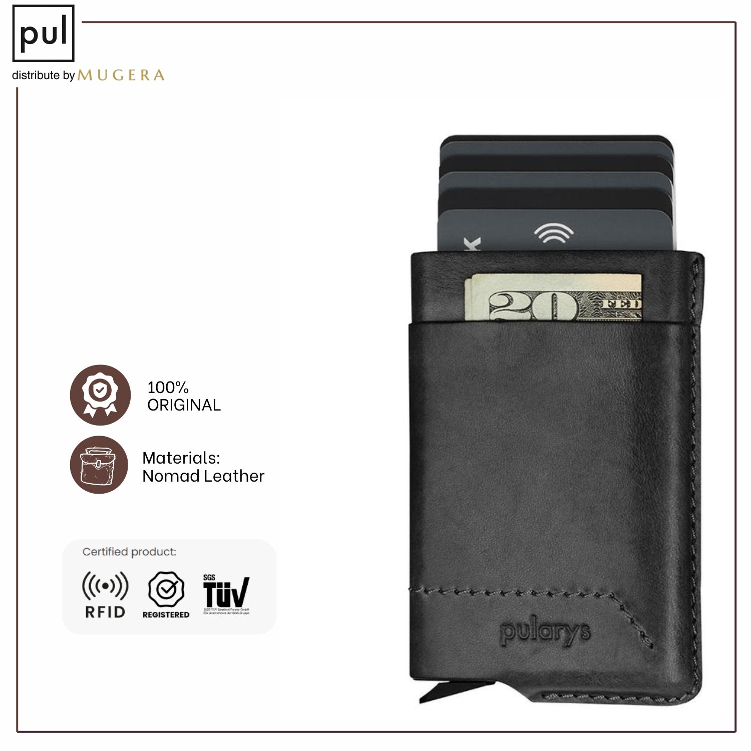 PULARYS GOBI RFID Wallet - Insider Line (Nomad Leather. 6 kartu dan uang kertas)