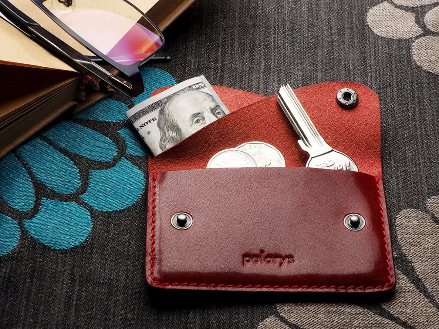 PULARYS RETRO Wallet - Insider Line (Nomad Leather, kartu, uang kertas, dan kantong koin)