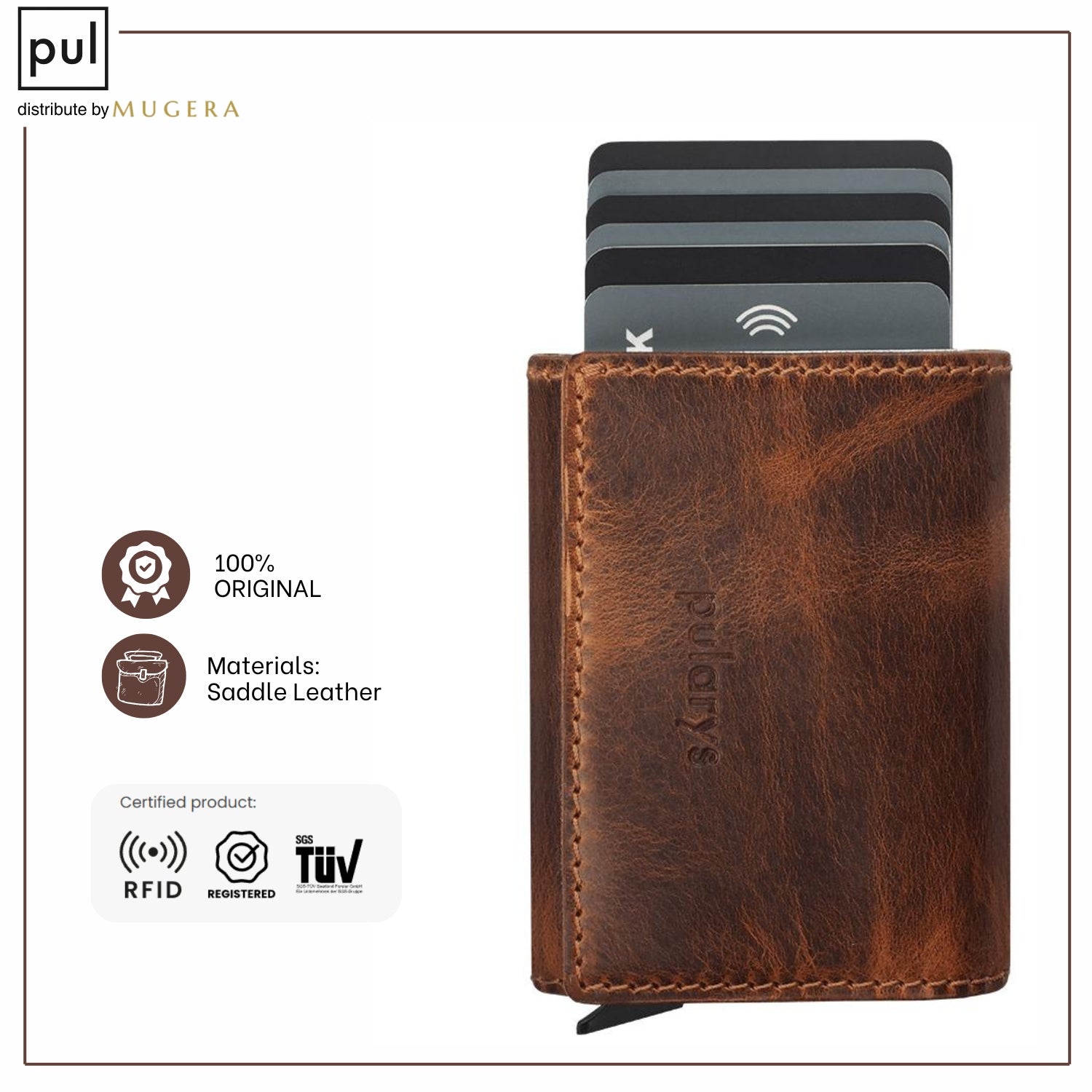 PULARYS COLORADO RFID Wallet - Saddle Leather (10 kartu dan uang kertas)