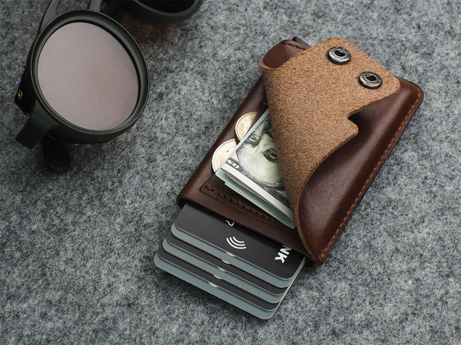 PULARYS FUNKY RFID Wallet - Insider Line (Nomad Leather, 6 kartu, uang kertas, dan kantong koin)