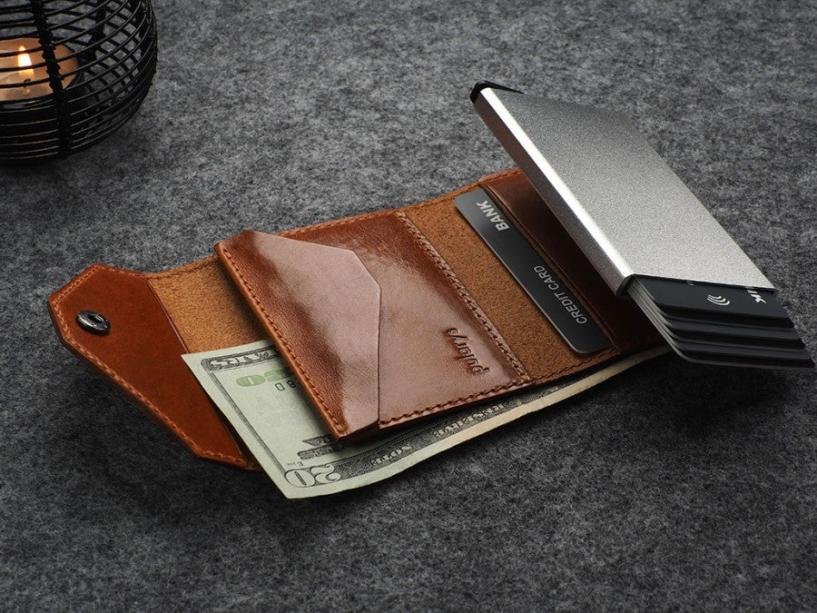 PULARYS PORTER RFID Wallet - Insider Line (Nomad Leather, 7 kartu, uang kertas, dan kantong koin)