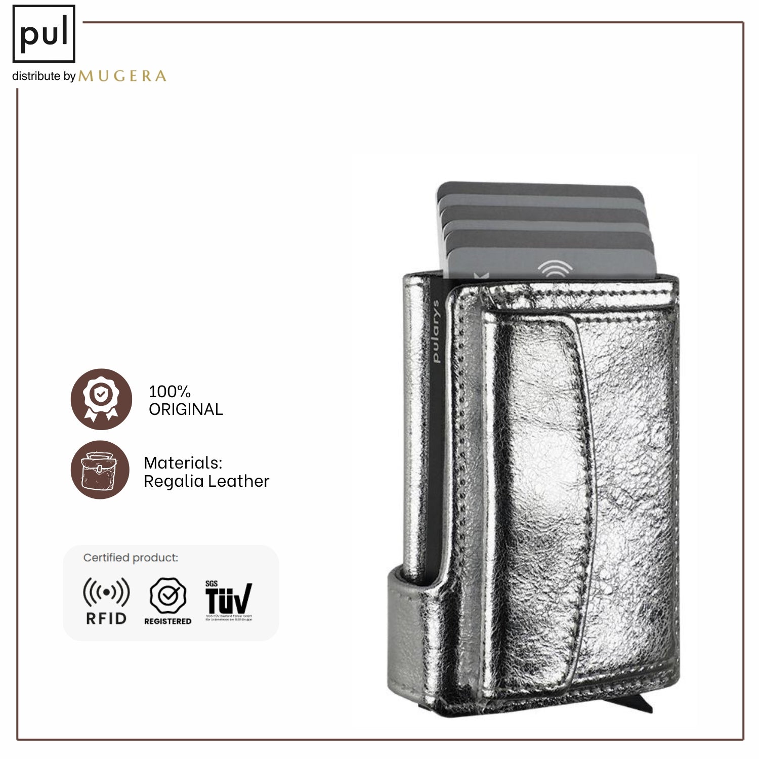 PULARYS LONDON RFID Wallet (Regalia Leather, 9 kartu, uang kertas, dan kantong koin)