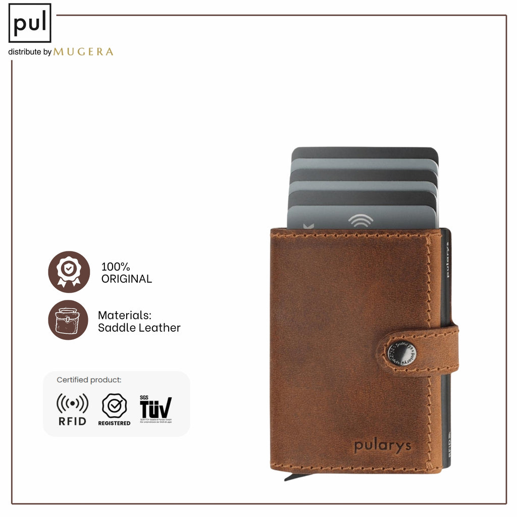 PULARYS HUGO RFID Wallet - Saddle Leather (8 kartu dan uang kertas)
