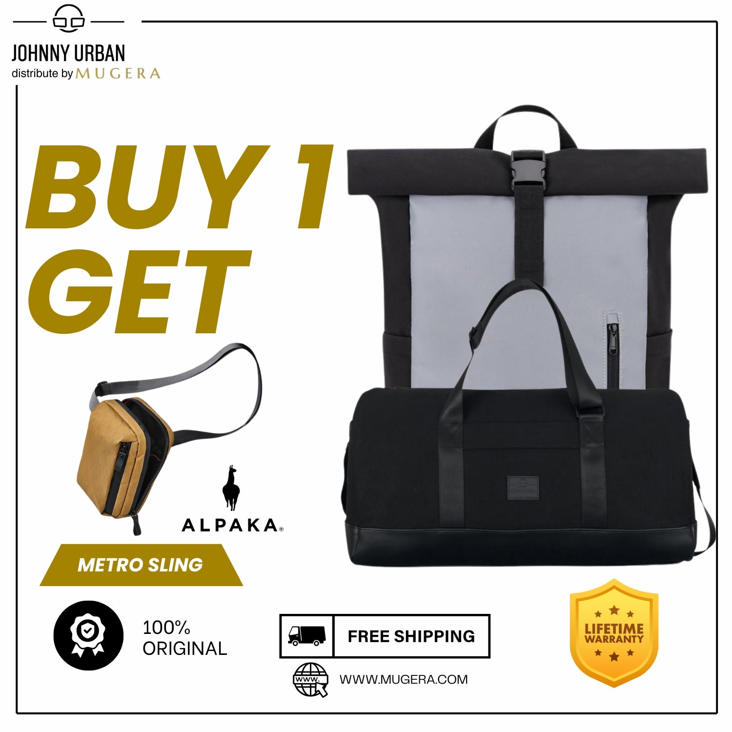 Johnny Urban Paul Weekender ( Can Be Worn as a Backpack, Shoulder Bag or Travel Bag)