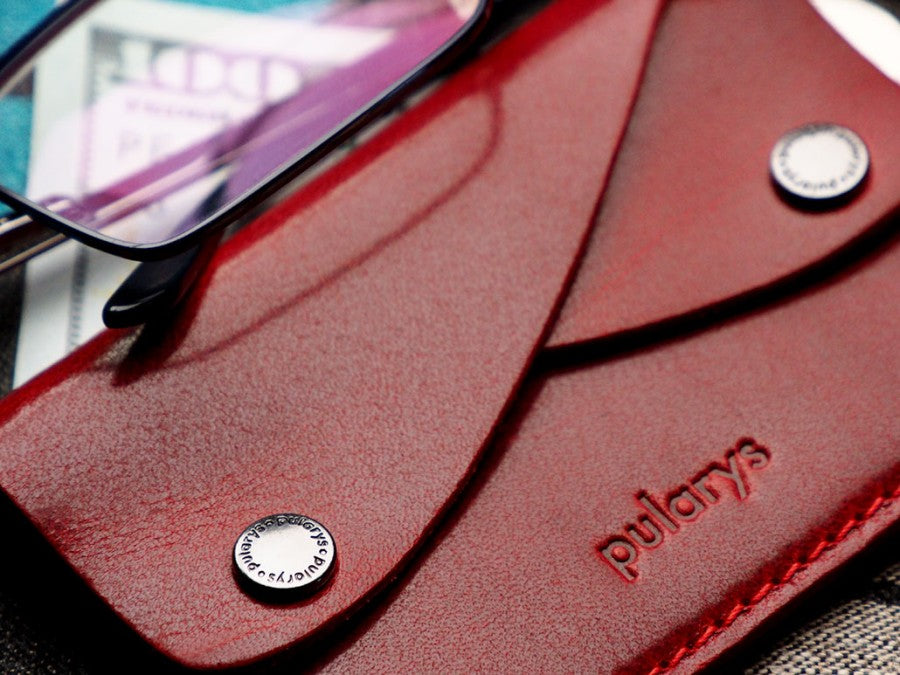 PULARYS RETRO Wallet - Insider Line (Nomad Leather, kartu, uang kertas, dan kantong koin)