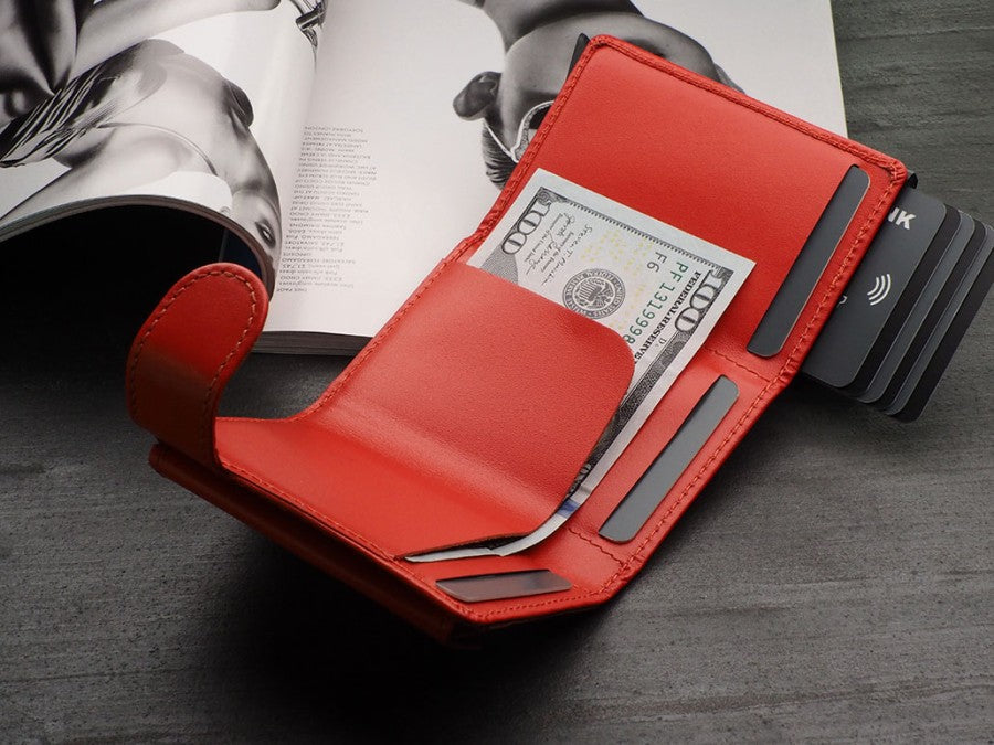 PULARYS LONDON RFID Wallet (Italia Leather, 9 kartu, uang kertas, dan kantong koin)