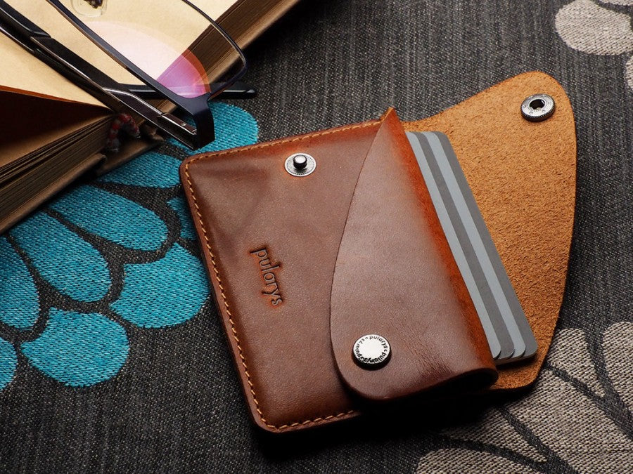 PULARYS RETRO Wallet - Insider Line (Nomad Leather, kartu, uang kertas, dan kantong koin)