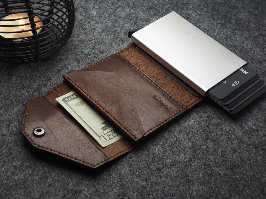 PULARYS PORTER RFID Wallet - Insider Line (Nomad Leather, 7 kartu, uang kertas, dan kantong koin)