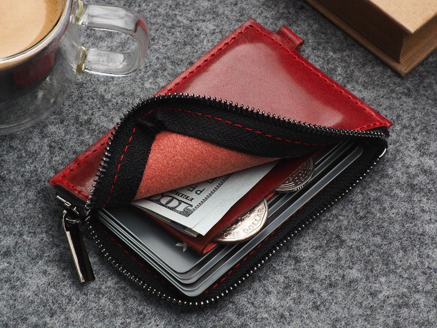 PULARYS OLDTIMER SLIM Wallet - Insider Line (Nomad Leather, 8 kartu, uang kertas, dan kantong koin)