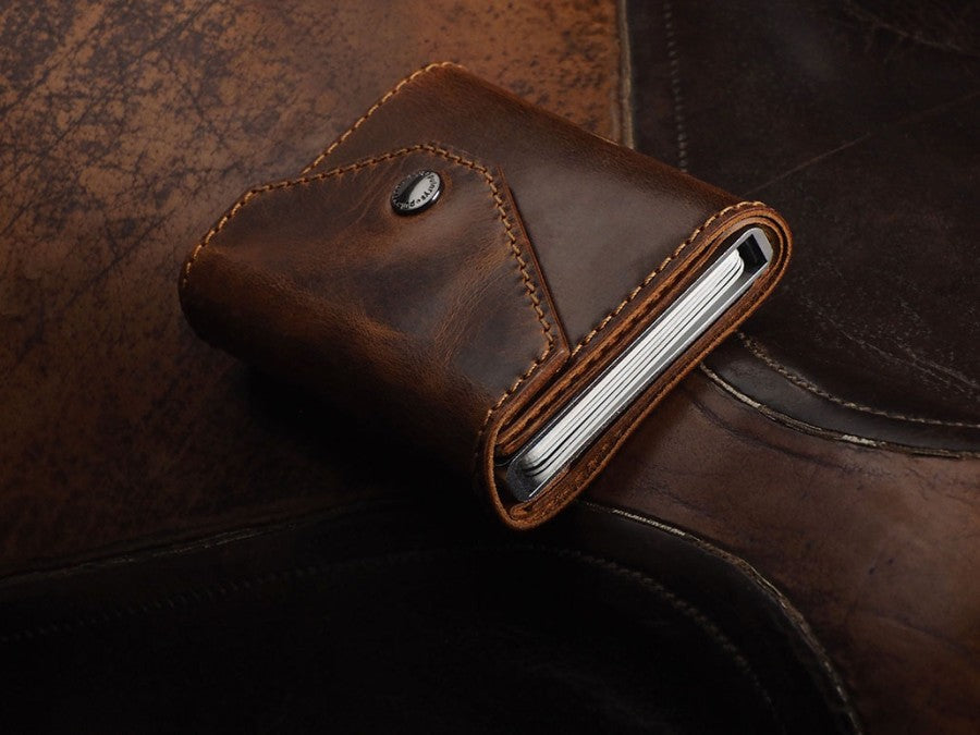 PULARYS PORTER RFID Wallet - Saddle Leather (7 kartu, uang kertas, dan kantong koin)